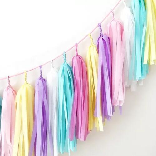 5pcs 12*35cm Colorful Tissue Paper Tassel Garland for Wedding Birthday Party Decorations DIY Baby Shower Event Party Supplies