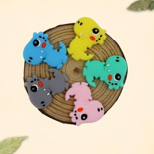 Kovict 50/100pcs Mini Dinosaur Silicone Beads BPA Free Baby Rodent Silicone Teething Nursing Pacifier Clip Accessories