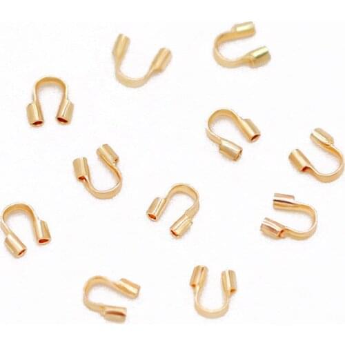 50PCS Wire Guardian Loops U-Shaped for Jewelry Making Supplies Findings Components DIY 18K Gold Plated Brass Accessories