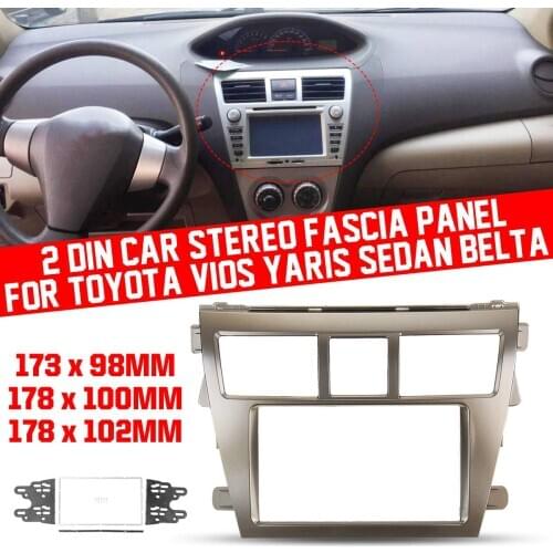 Car DVD/CD Radio Stereo Fascia Panel Frame 2DIN Adaptor Fitting Kit for TOYOTA Vios 2007-2012 Yaris Sedan 2006+ Belta 2005-2008