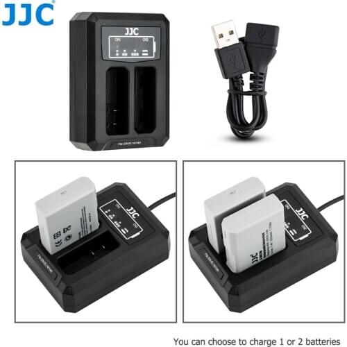 JJC USB Dual Battery Charger for Nikon EN-EL14 EN-EL14a ENEL14 Battery on Camera D5600 D5500 D5300 D5200 D5100 Replaces MH-24