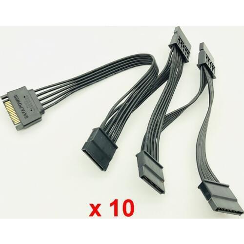10PCS SATA Power Cable for HDD 15Pin SATA male to 5-ports SATA female SATA Computer Hard Drive Cable HDD Cage Caddy Power Cable