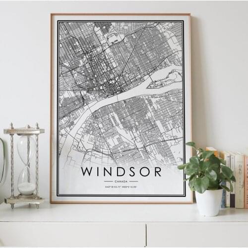 WINDSOR canada city map Nordic Living Room Decoration Canvas Poster Modern Home Decor Art Print Painting