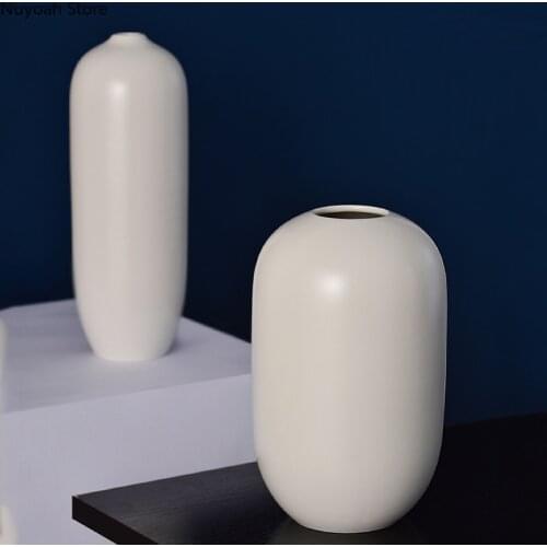 Chinese Art Cream White Ceramic Vase Living Room Artificial Flower Arrangement Decoration Home Dining Table Countertop Vase
