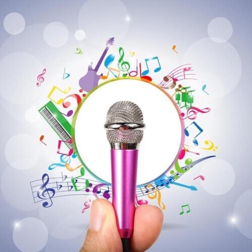 Mini Condenser Microphone Mini K Song Microphone 3.5MM Plug Phone And Microphone Stand Noise Reduction Sleeve (Rose Red)