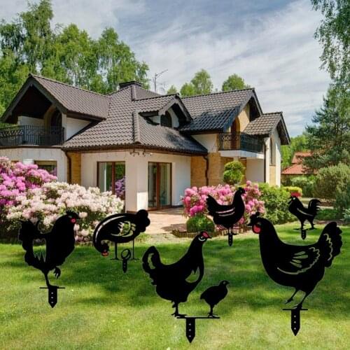 Chicken/Dcuk Yard Art Garden Statues Outdoor Backyard Lawn Stakes Acrylic Hen Gardening Decoration Ornaments Gift