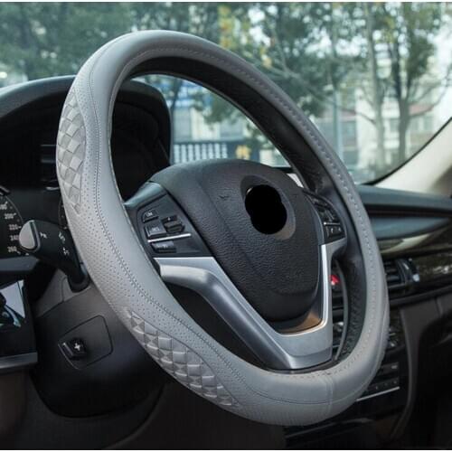 Embossing Leather Car Steering Wheel Cover Universal 38cm Sport Design Steering Wheel Covers Case Fit For Most Cars Styling