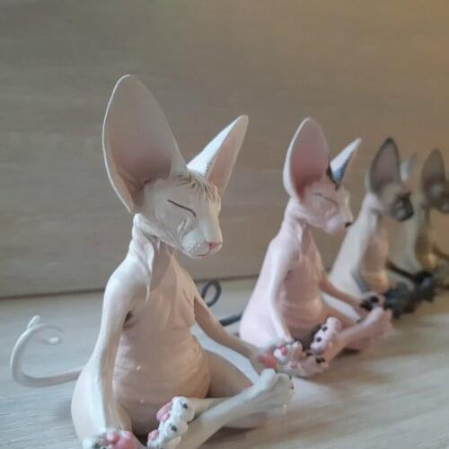 Meditate Sphynx Cat Figurine Whimsical Buddha Cat Figurine Yoga Collectible Home Desktop Decor Garden Decoration Cat Ornaments