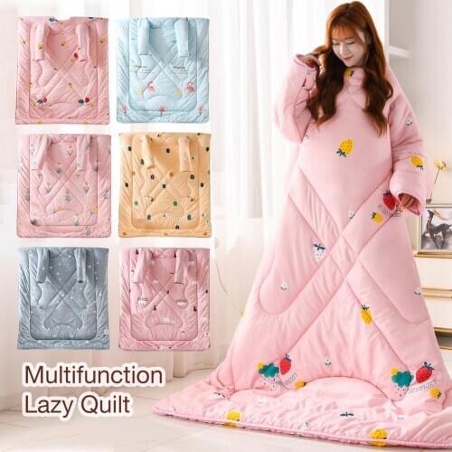 Multifunction Winter Warm Blanket Lazy Quilt With Sleeves Family Blanket Cape Cloak Nap Blanket Dormitory Mantle Covered Blanket