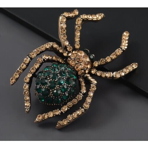 Fashion Metal Rhinestone Cartoon Spider Brooch Female Pin Creative Popular Party Corsage Jewelry Accessories