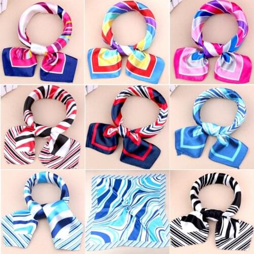Fashion Square Silk Scarf Women Fashion Print Small Neck Scarfs Office Lady Hair Band Foulard Hand Kerchief Female Bandana Shawl