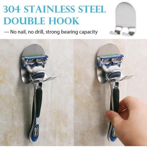 1/2/3Pcs Men Punch Free Razor Holder Wall Mount Storage Hook Shaver Shelf Multifunction Hanging Hook For Bathroom Accessories