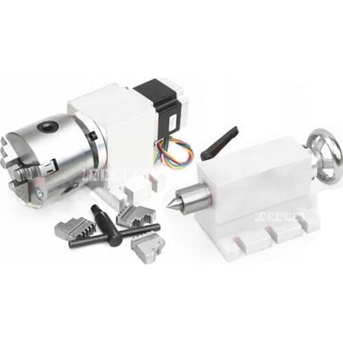 New 14-50-80A 3 Jaw CNC 4th Axis CNC Dividing Head/Rotation Axis/A Axis Kit Gapless Harmonic Gearbox + Tailstock for CNC Machi