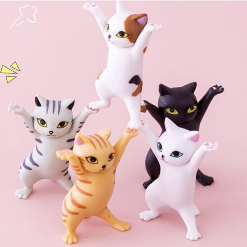 Enchanting Cat Pen Holder Ornaments Dancing Cat Cartoon Kitty Toy Doll Small Gift Raise Hand Cat Hold Cat Desk Decor Gift