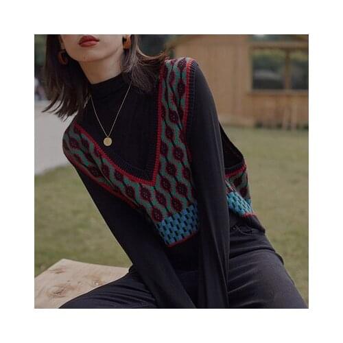 Fall 2021 Women Clothing Loose Sleeveless Sweater Women Vest Sweaters Knitting Vest Joker Knitted Wool Oversize Girls Pullover