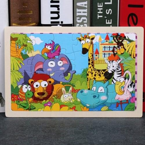 1 Set Puzzle 22.5 X 15 X 0.4cm Children Kid Wooden 30 Pcs Puzzle Background Picture Puzzle Fairy Tale Animals