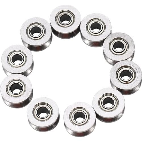 20Pcs U Groove Bearing U624ZZ Carbon Steel Durable V Groove Ball Bearing Pulley for Rail Track Linear Motion Systems