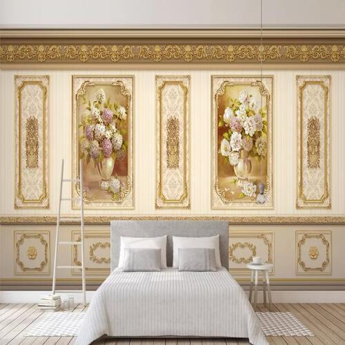 Custom Photo Wallpaper 3D Stereo Pastoral Golden Flowers Murals Living Room TV Sofa Home Decor Background Wall Painting Frescoes
