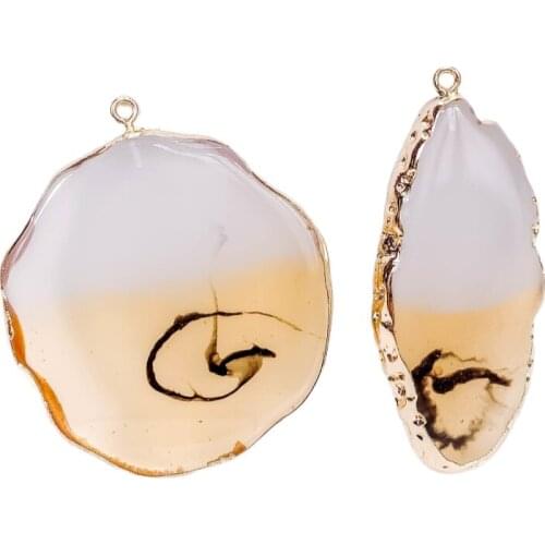 Retro Irregular Resin Eardrop Pendant Charms Necklace Accessories Jewelry Component Diy Handmade Material 2pcs