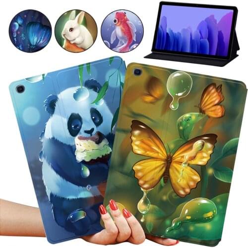 Animal Series Tablet Case for Samsung Galaxy TAB A7 10.4 Inch 2020 T500 T505 Cute Style Anti-fall Leather Stand Cover Case + Pen