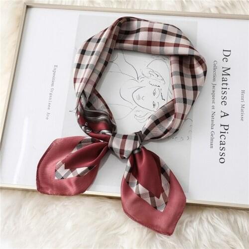 2020 Luxury Women Silk Scarf Foulard Plaid Brand Neck Scarves for Ladies Hair Band Shawls Bandana Female Scarfs Kerchief