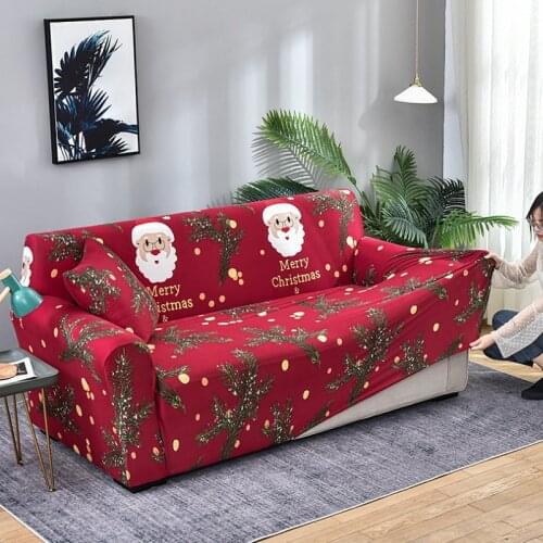 Christmas Sofa Cover All-inclusive Couch Slipcover Santa Claus Elk Slipcover Elastic Sofa Protector Halloween New Year Decor