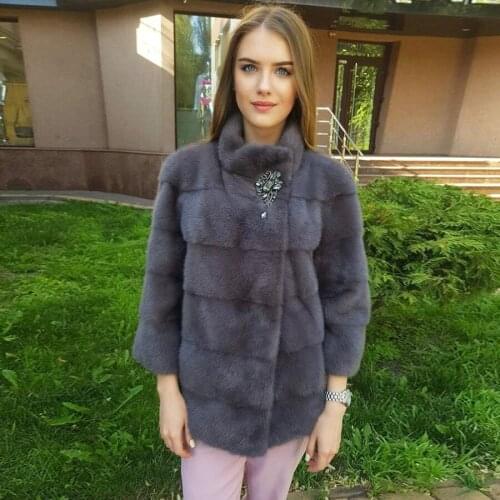 Fashion Cropped Fur Coats Women Mink Fur Jackets 2021 New Autumn Winter Solid Color Real Fur Coat