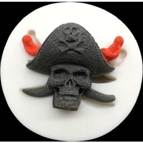 Skeleton Pirate Halloween Silicone Sugarcraft Mold Chocolate Cupcake Baking Fondant Cake Decorating Tools