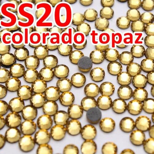 SS20 4.6-4.8mm,1440pcs/Bag Lt.Topaz DMC HotFix FlatBack Rhinestones,DIY Hot Fix iron-on garment crystal stones gliters