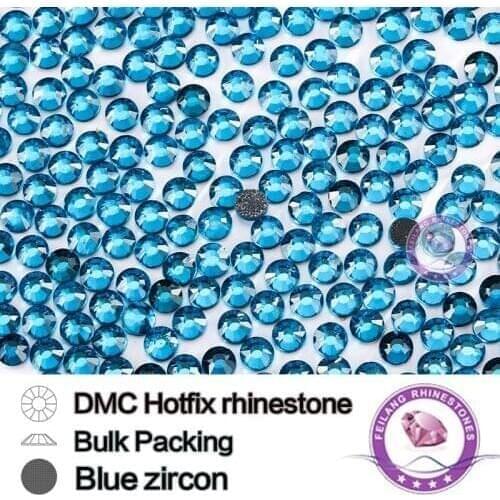 Blue Zircon SS6 SS10 SS16 SS20 SS30 Bulking Packing stones and crystals HotFix Rhinestone For Garments Bags Wedding Dress