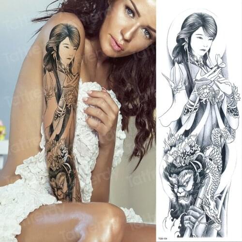 Arm sleeve tattoo for women waterproof temporary tattoos men black water transfer large tatoo fake full arm stickers decal big