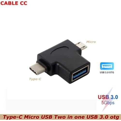 USB 3.1 Type-C and Micro USB Two-in-One USB 3.0 A Female OTG for Mobile Phone Tablet Computer Data Host Adapter