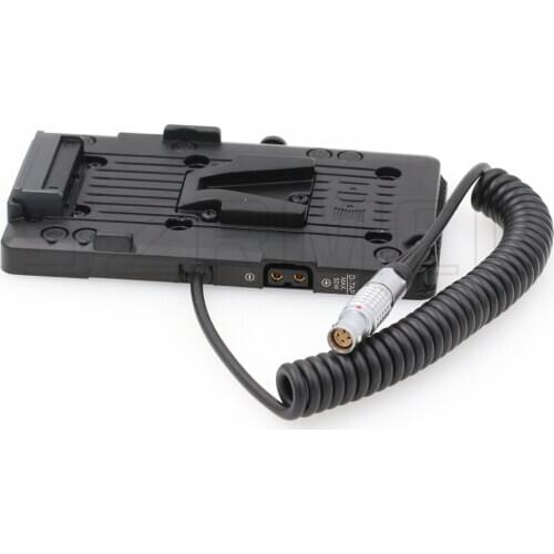 V-Mount Battery Plate with D-Tap Female Output and 6 Pin Female Coiled Power Cable for Red Epic Scarlet DSMC2 Camera