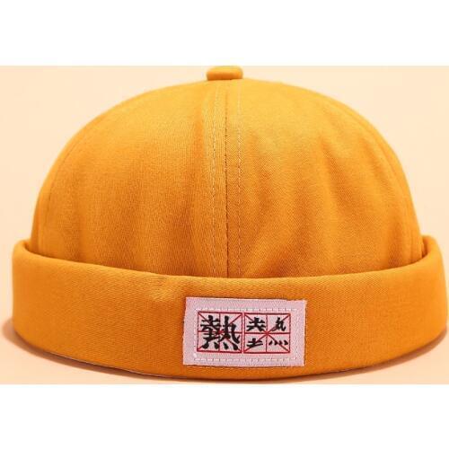 Vintage Cotton Solid Color Brimless Hat Men and Women Landlord Street Ventilation Skullcap Sailor Biker Cap