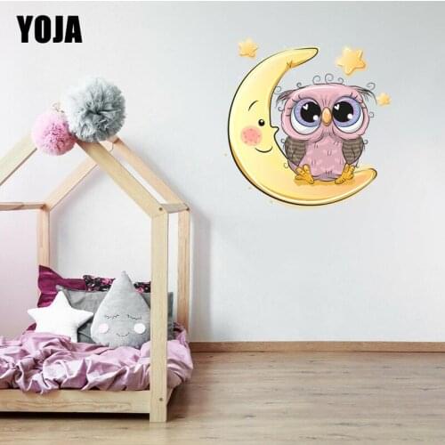 YOJA 46×47.2CM Watercolor Cute Moon Owl Childrens Bedroom Wall Stickers Home Room Decor 8WS0230