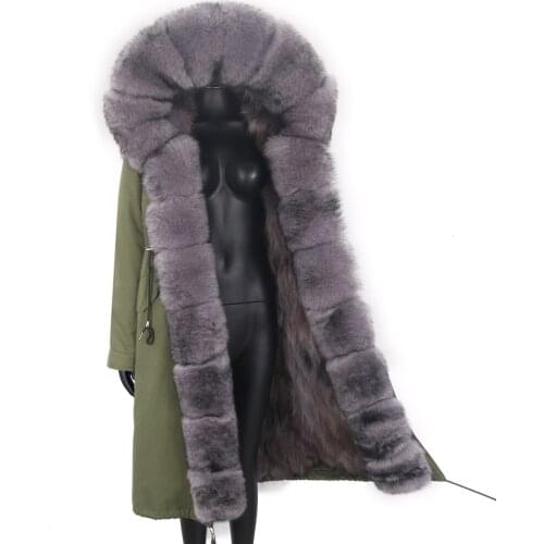 2021 Women Winter Jacket X-long Fashion Designer Coat Waterproof Parkas Thick Warm Fox Fur Liner Large Fur Collar Removable