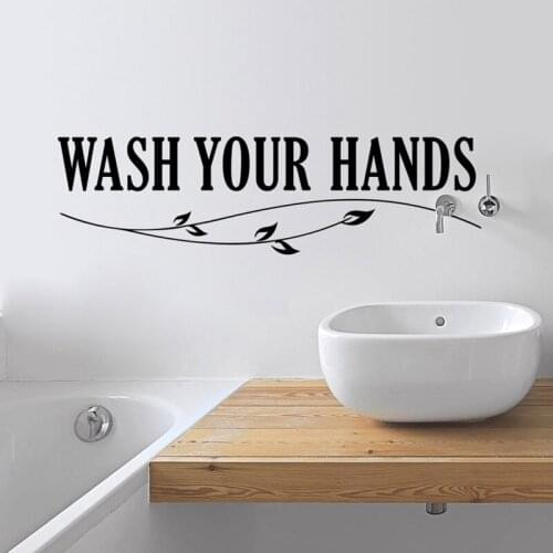1/2PCS Bathroom Wall Stickers English Wash Your Hands Quote Waterproof Art Vinyl Decal Wall Glass Decor Stickers