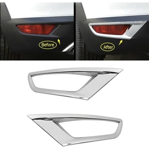 1 Pair Car Rear Tail Bumper Fog Light Cover Trims Frame For Mazda CX-3 2016 2017 2018 2019 2020 Exterior Decoration Accessories