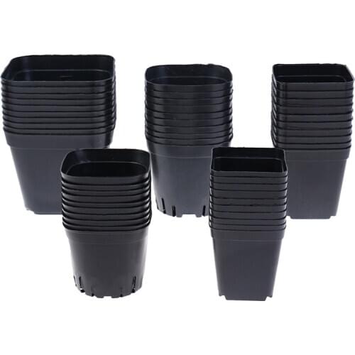 10 Pcs Gardening Plastic Black Color Flower Pots Planters Creative Small Square for Succulent plants vegetable