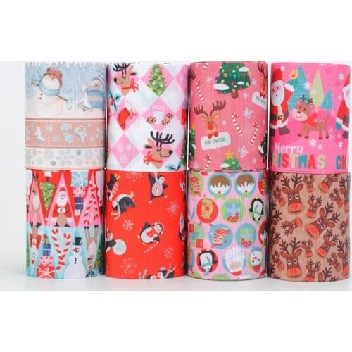 10 yards Design Random set 10style X1y 3'' 75mm Merry Christmas printed grosgrain ribbon
