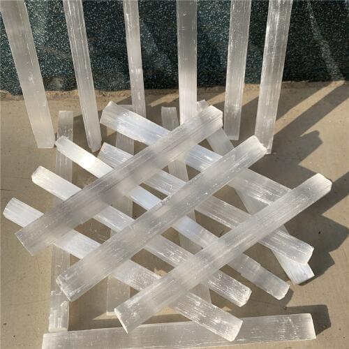 20pcs 10-15cm natural selenite stone white gypsum wand reiki healing crystals energy energy column fengshui home decoration