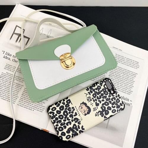 2021 Womens New Bag Fashion PU Leather Shoulder Bag Contrast Color Small Square Bag Mini Messenger Mobile Phone Purses