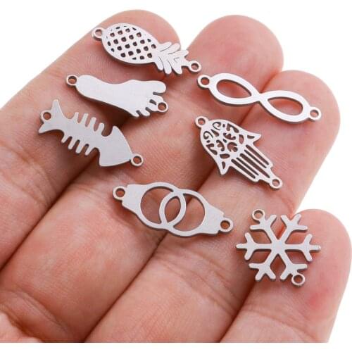 5pcs Lot Stainless Steel Snowflake Moon Connector Charm Pendant for DIY Bracelet Earring Jewelry Making Supplies Wholesale
