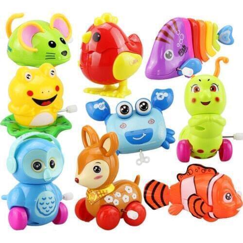 5pcs random Cute Cartoon Animal Clockwork Wind Up Baby Toys Running Head Tail Swing Classic Newborn Toy Children Gift Spring Toy