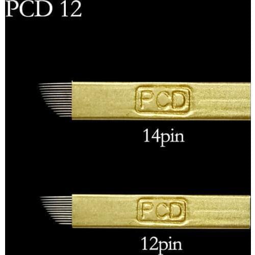 50pcs Lamina Agulhas Tebori Microblading 12 pin Hard PCD Needle 14 19 U Blade Permanent Makeup Eyebrow Tattoo Needles Supplies