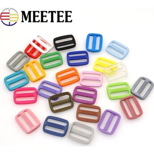 50pcs Meetee 20/25mm Color Plastic Slider Tri-Glide Adjustable Buckles for Webbing Luggage Shoes Clothes Straps Accessories