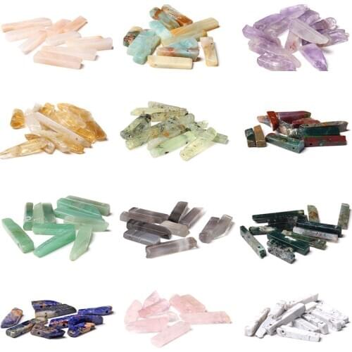 5 Pieces Natural Crystal Quartz Point Beads 32 Kinds 5-8x20-40MM Irregular Shaped Drilled Stick Point Bead For Jewelry Making