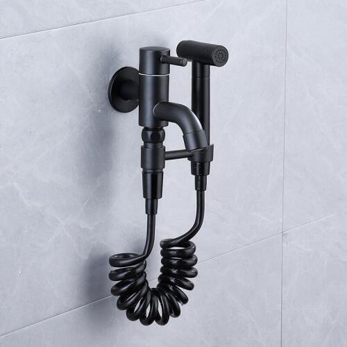 Black Bidet Toilet Handheld Shower Sprayer Set Bathroom Muslim Ducha Hygienic Bidet Shattaf Spray Jet Douche Kit Cold Water Tap