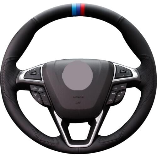 Black Leather Black Leather Car Steering Wheel Cover for Ford Fusion Mondeo 2013 2014 EDGE 2015 2016