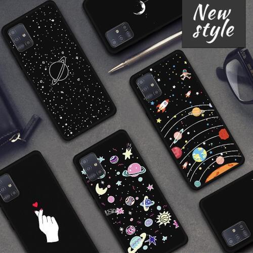 Cool Moon Space Phone Case For Samsung Galaxy A51 2019 Soft Silicone Cover For Samsung A51 A71 a515 a717 Back Mini Heart Cases